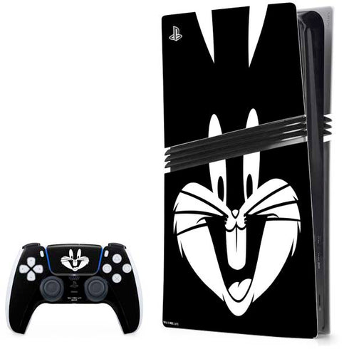 Looney Tunes Bugs Bunny Plain Black and White PlayStation PS5 Skins