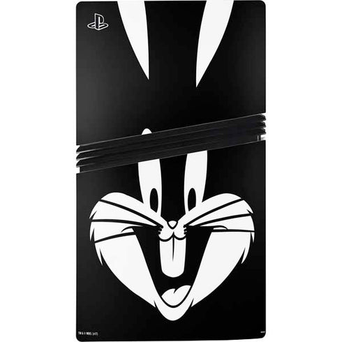 Looney Tunes Bugs Bunny Plain Black and White PS5 Pro Console Skin