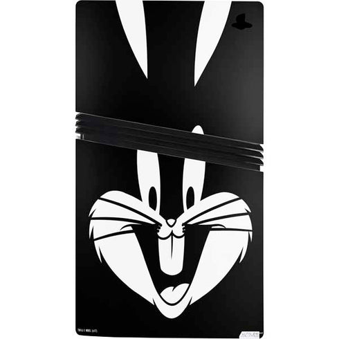Looney Tunes Bugs Bunny Plain Black and White PS5 Pro Console Skin