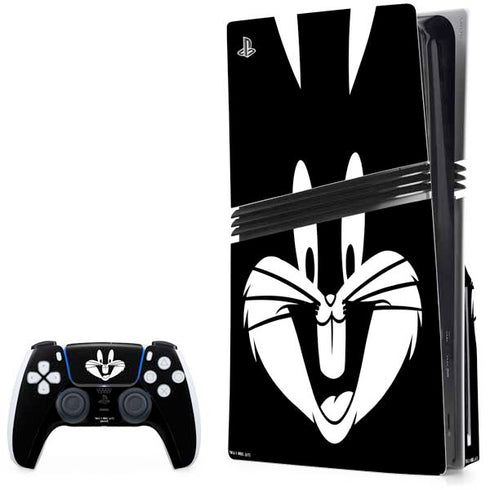 Looney Tunes Bugs Bunny Plain Black and White PlayStation PS5 Skins