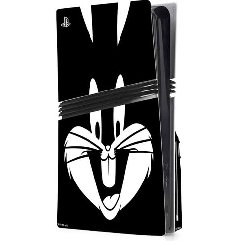 Looney Tunes Bugs Bunny Plain Black and White PS5 Pro Disk Console Skin