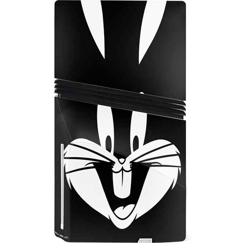 Looney Tunes Bugs Bunny Plain Black and White PS5 Pro Disk Console Skin