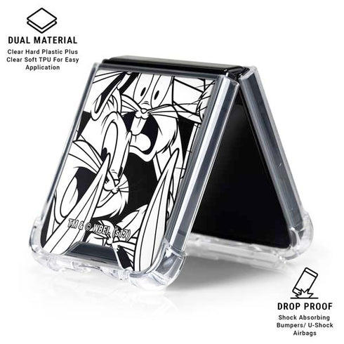 Looney Tunes Bugs Bunny Super Sized Pattern Galaxy Z Flip6 Clear Case