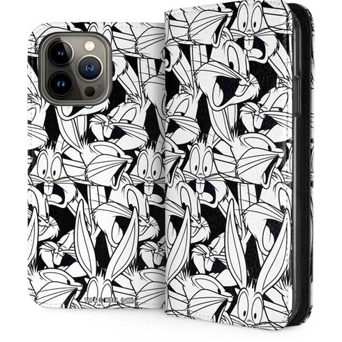 Looney Tunes Bugs Bunny Super Sized Pattern iPhone 13 Pro Max Folio Case