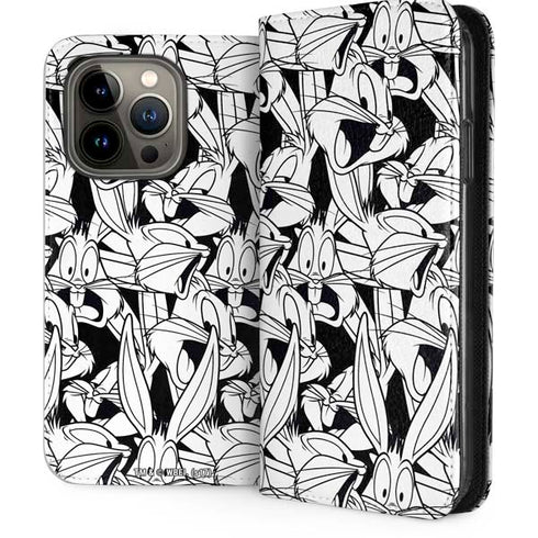 Looney Tunes Bugs Bunny Super Sized Pattern iPhone 14 Pro Folio Case