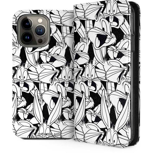 Looney Tunes Bugs Bunny Super Sized Pattern iPhone 14 Pro Max Folio Case
