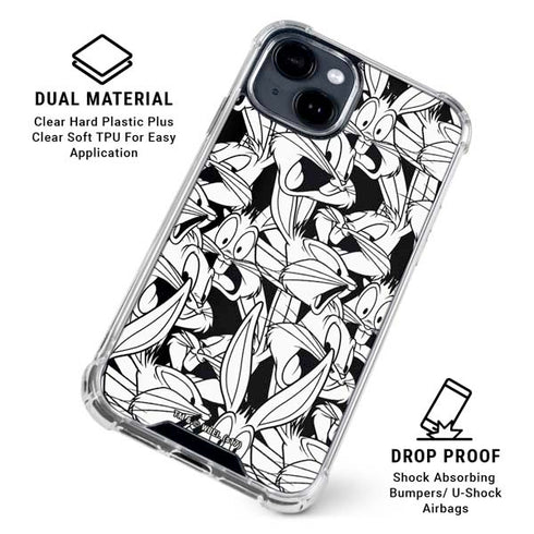 Looney Tunes Bugs Bunny Super Sized Pattern iPhone 15 Clear Case