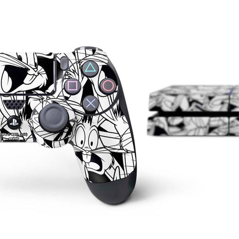 Looney Tunes Bugs Bunny Super Sized Pattern PS4 Console and Controller Bundle Skin