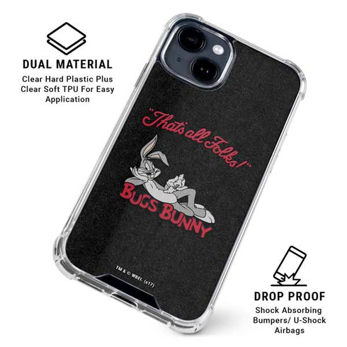 Looney Tunes Bugs Bunny Thats All Folks iPhone 15 Clear Case