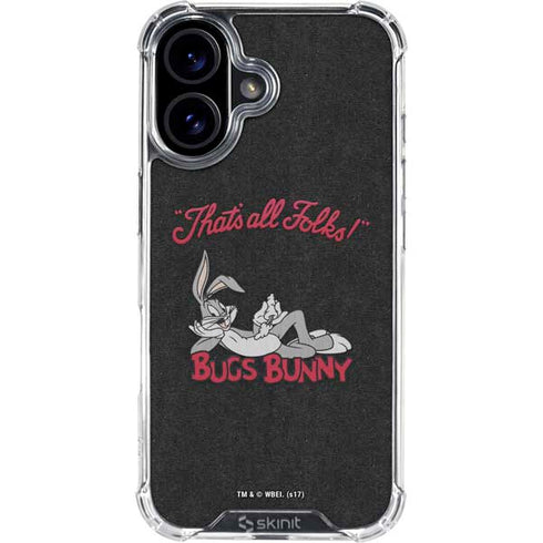 Looney Tunes Bugs Bunny Thats All Folks iPhone 16 Plus Clear Case