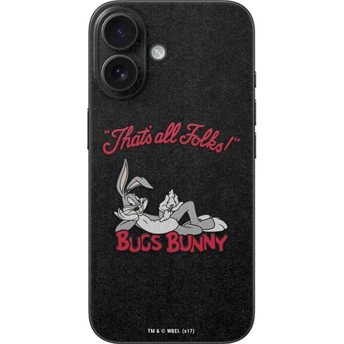 Looney Tunes Bugs Bunny Thats All Folks iPhone 16 Skin