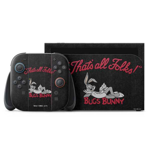 Looney Tunes Bugs Bunny Thats All Folks Nintendo Switch 2 (2025) with Joy-Con Skin