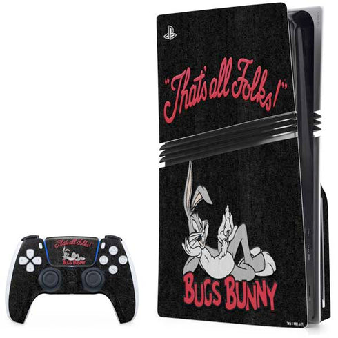 Looney Tunes Bugs Bunny Thats All Folks PS5 Pro Disk Bundle Skin
