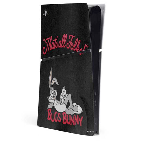 Looney Tunes Bugs Bunny Thats All Folks PS5 Slim Digital Edition Console Skin