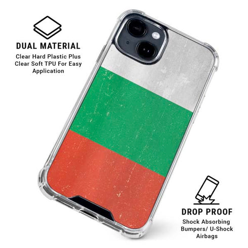 Bulgarian Flag Distressed iPhone 15 Clear Case