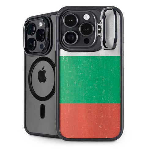 Bulgarian Flag Distressed iPhone 15 Pro Kickstand Case