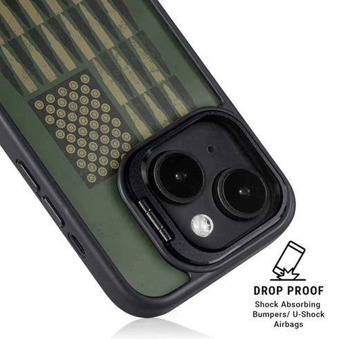 Bullet American Flag iPhone 15 Kickstand Case