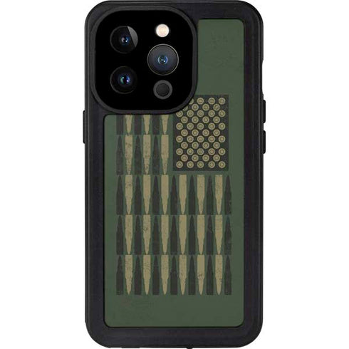 Bullet American Flag iPhone 15 Pro Waterproof Case