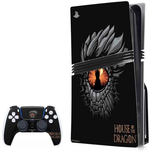 HBO House of the Dragon Burning Dragon PS5 Pro Disk Bundle Skin