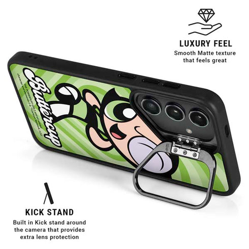 Cartoon Network Powerpuff Girls Buttercup Green Hearts Galaxy S25 Kickstand Case