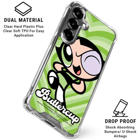 Cartoon Network Powerpuff Girls Buttercup Green Hearts Galaxy S26 Plus Clear Case