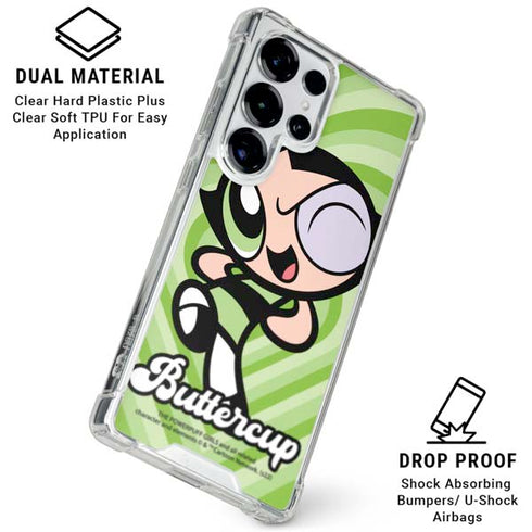 Cartoon Network Powerpuff Girls Buttercup Green Hearts Galaxy S26 Ultra Clear Case