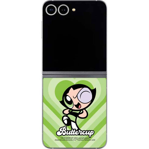 Cartoon Network Powerpuff Girls Buttercup Green Hearts Galaxy Z Flip6 Skin