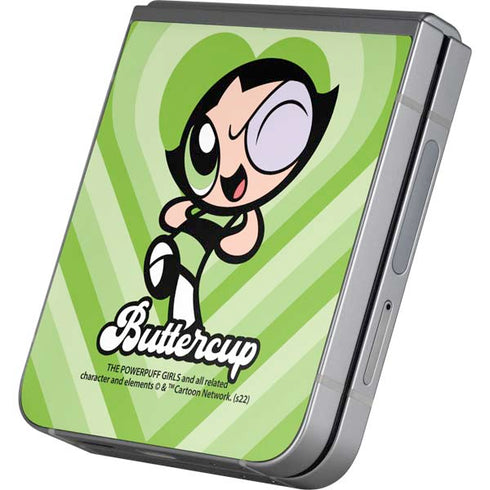 Cartoon Network Powerpuff Girls Buttercup Green Hearts Galaxy Z Flip6 Skin