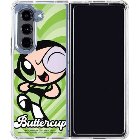 Cartoon Network Powerpuff Girls Buttercup Green Hearts Galaxy Z Fold5 5G Clear Case