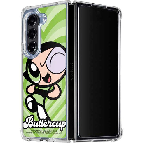 Cartoon Network Powerpuff Girls Buttercup Green Hearts Galaxy Z Fold5 5G Clear Case