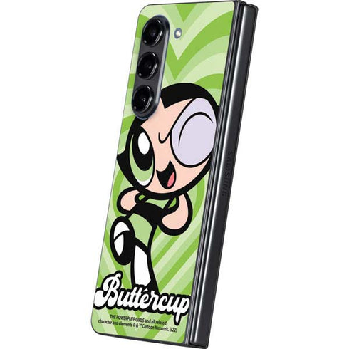 Cartoon Network Powerpuff Girls Buttercup Green Hearts Galaxy Z Fold5 5G Skin