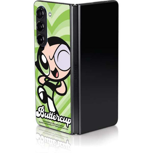 Cartoon Network Powerpuff Girls Buttercup Green Hearts Galaxy Z Fold5 5G Skin