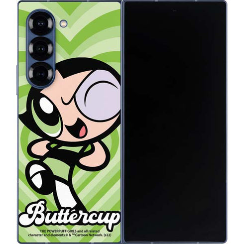 Cartoon Network Powerpuff Girls Buttercup Green Hearts Galaxy Z Fold6 Skin