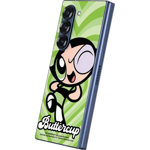 Cartoon Network Powerpuff Girls Buttercup Green Hearts Galaxy Z Fold6 Skin