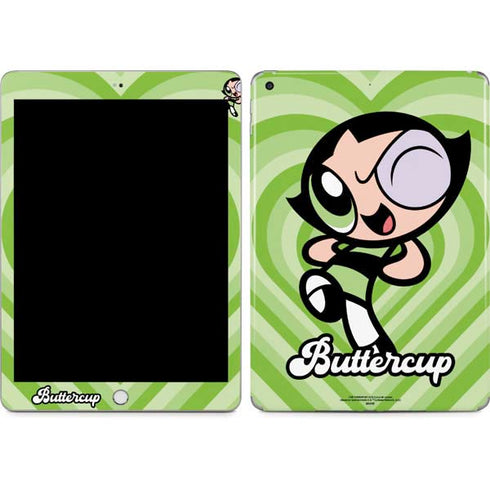Cartoon Network Powerpuff Girls Buttercup Green Hearts Apple iPad Skin