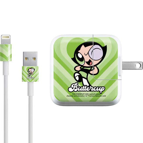 Cartoon Network Powerpuff Girls Buttercup Green Hearts iPad Charger (10W USB) Skin