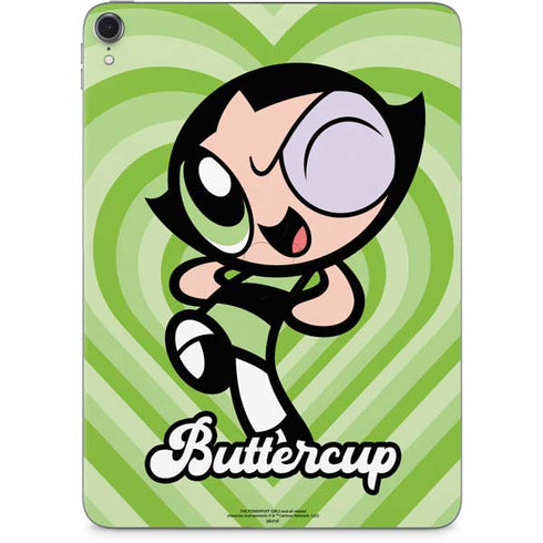 Cartoon Network Powerpuff Girls Buttercup Green Hearts Apple iPad Pro Skin