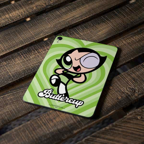 Cartoon Network Powerpuff Girls Buttercup Green Hearts Apple iPad Pro Skin