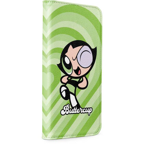 Cartoon Network Powerpuff Girls Buttercup Green Hearts iPhone 15 Plus Folio Case