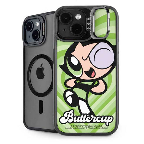 Cartoon Network Powerpuff Girls Buttercup Green Hearts iPhone 15 Plus Kickstand Case