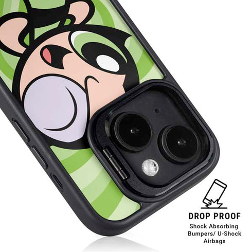 Cartoon Network Powerpuff Girls Buttercup Green Hearts iPhone 15 Plus Kickstand Case