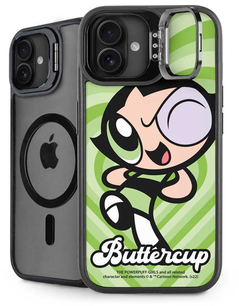 Cartoon Network Powerpuff Girls Buttercup Green Hearts iPhone 16 Kickstand Case