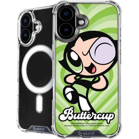 Cartoon Network Powerpuff Girls Buttercup Green Hearts iPhone 16 MagSafe Case