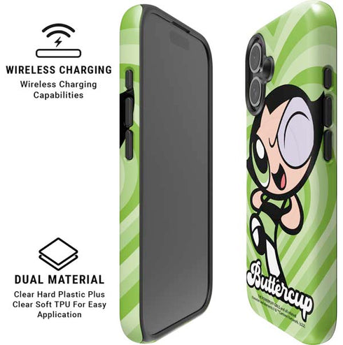 Cartoon Network Powerpuff Girls Buttercup Green Hearts iPhone 16 Magsafe Impact Case