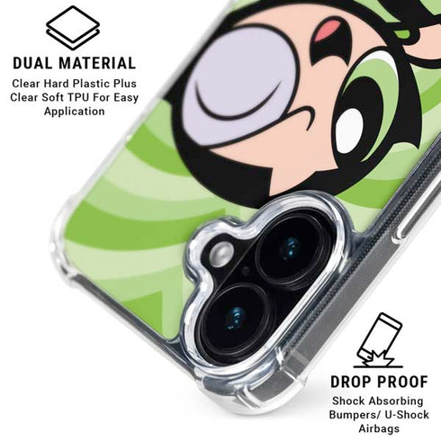 Cartoon Network Powerpuff Girls Buttercup Green Hearts iPhone 16 Plus Clear Case