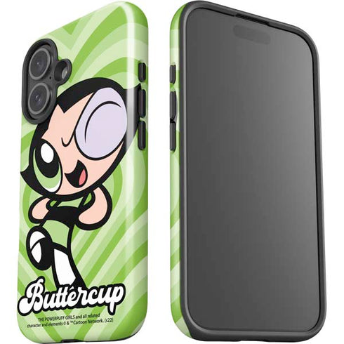 Cartoon Network Powerpuff Girls Buttercup Green Hearts iPhone 16 Plus Impact Case