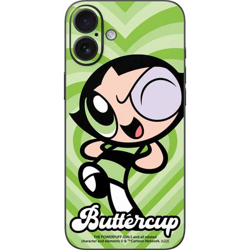 Cartoon Network Powerpuff Girls Buttercup Green Hearts iPhone 16 Plus Skin