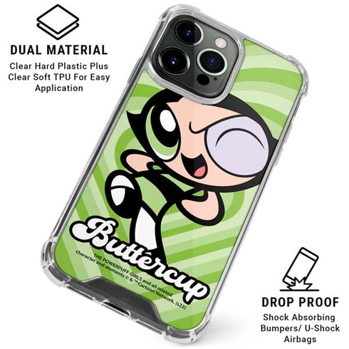 Cartoon Network Powerpuff Girls Buttercup Green Hearts iPhone 16 Pro Max Clear Case