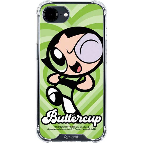 Cartoon Network Powerpuff Girls Buttercup Green Hearts iPhone 16e Clear Case