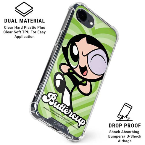 Cartoon Network Powerpuff Girls Buttercup Green Hearts iPhone 16e Clear Case